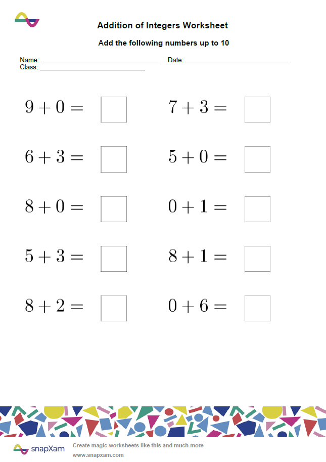 Addition of Integers Worksheet (4)